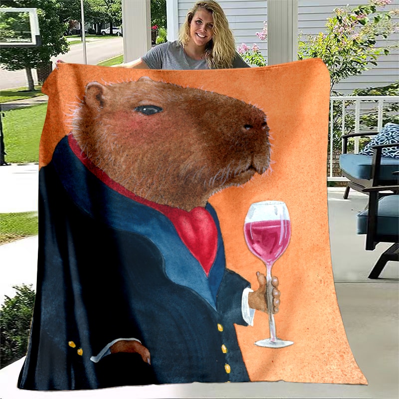 Capybara Club Funny Humor Soft Flannel Throw Blanket Living Room Bedroom Bedspread Blankets for Beds Thin 1 - Capybara Plush